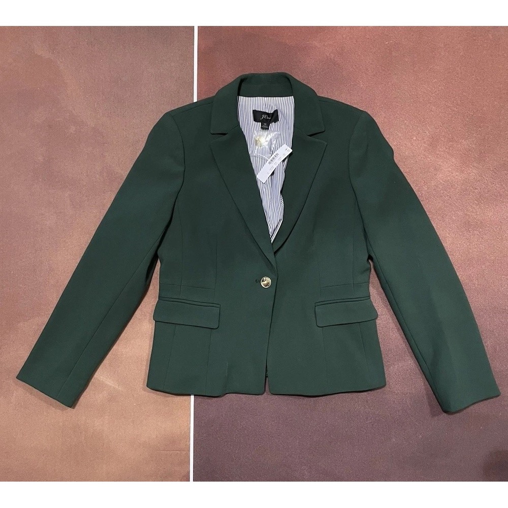 NWT J.Crew Mayfair Emerald Blazer in Four-Season Stretch AB917 Size 10 Fall